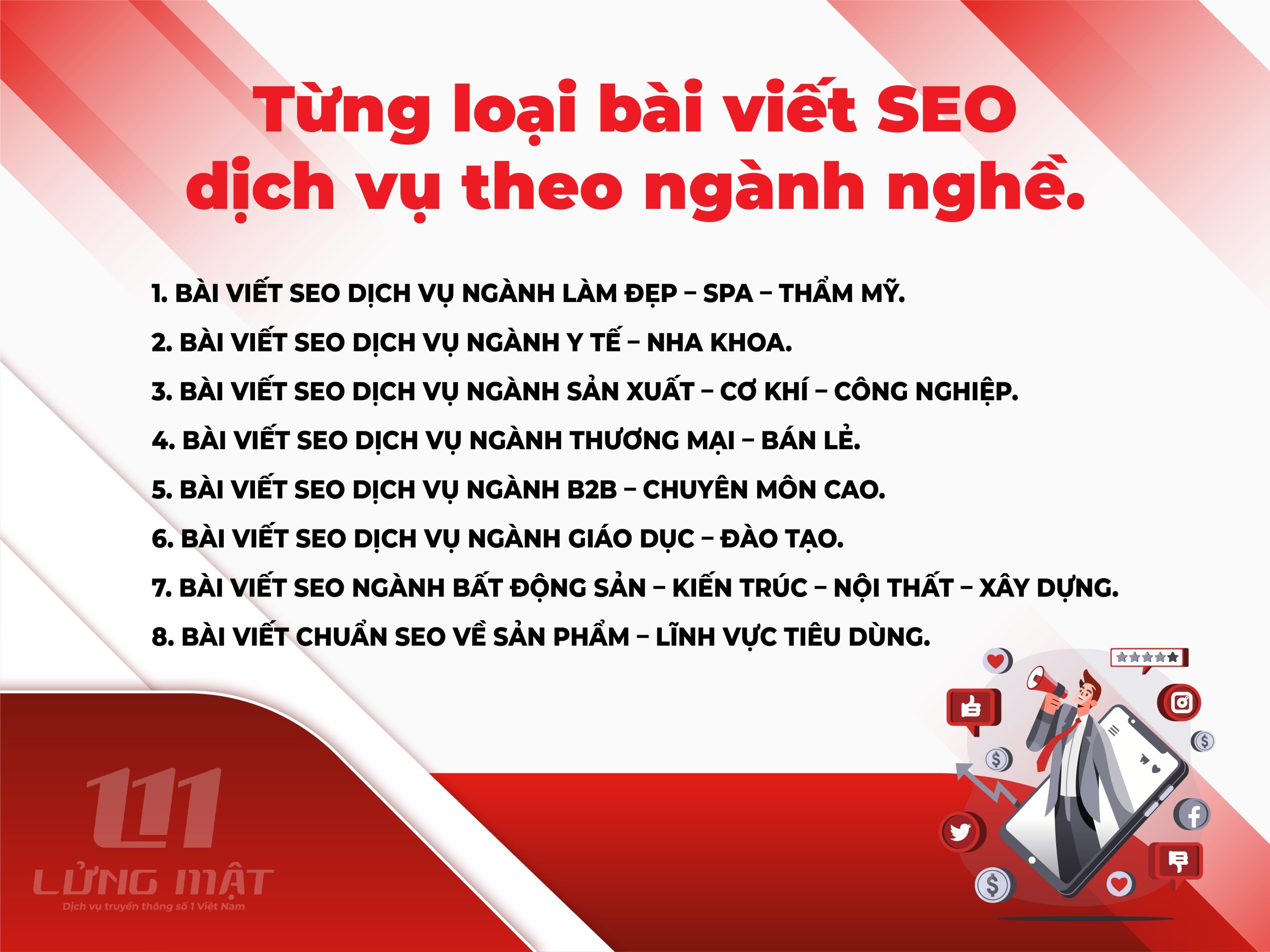 Từng loại bài viết SEO dịch vụ theo ngành nghề Từng loại bài viết SEO dịch vụ theo ngành nghề