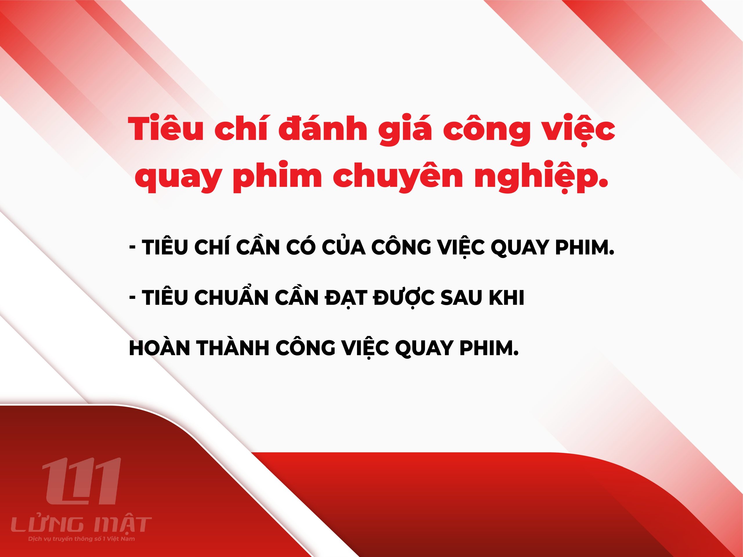 Tiêu chí đánh giá công việc quay phim chuyên nghiệp Tiêu chí đánh giá công việc quay phim chuyên nghiệp