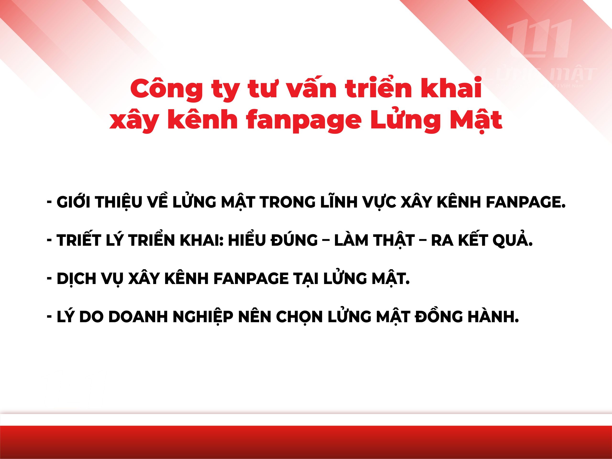 Công ty tư vấn triển khai xây kênh fanpage Lửng Mật