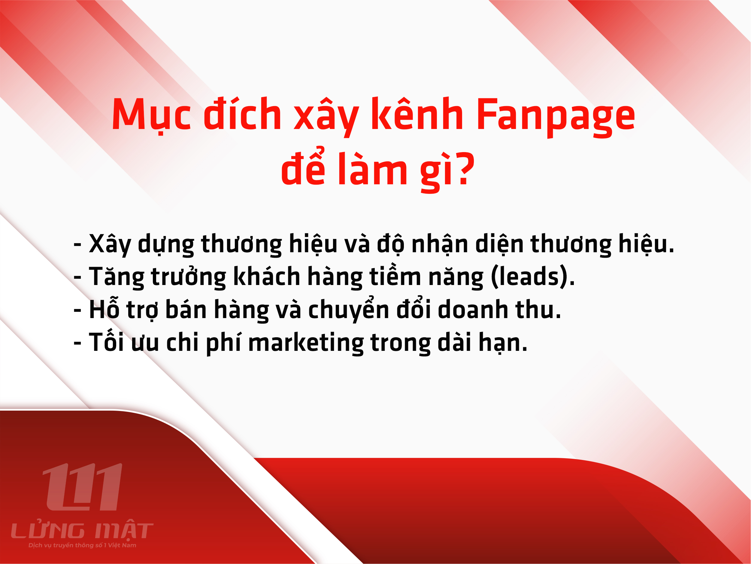 Mục đích xây kênh Fanpage để làm gì