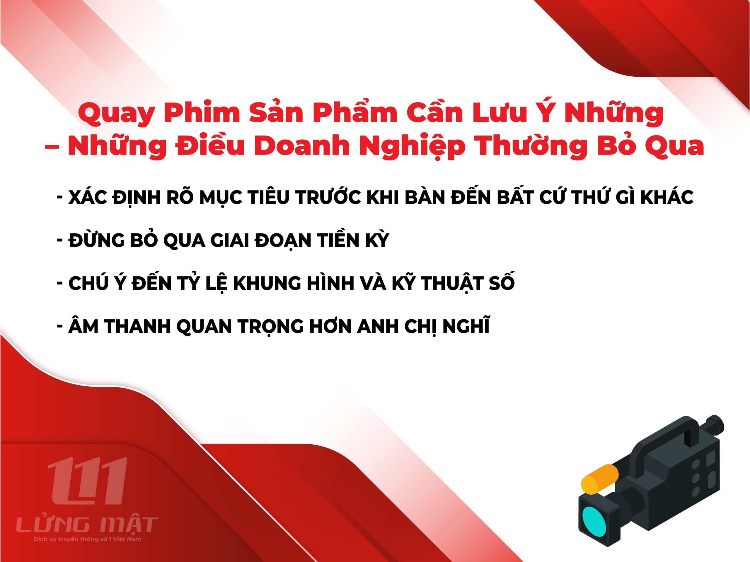 Quay phim sản phẩm cần lưu ý những gì Quay phim sản phẩm cần lưu ý những gì