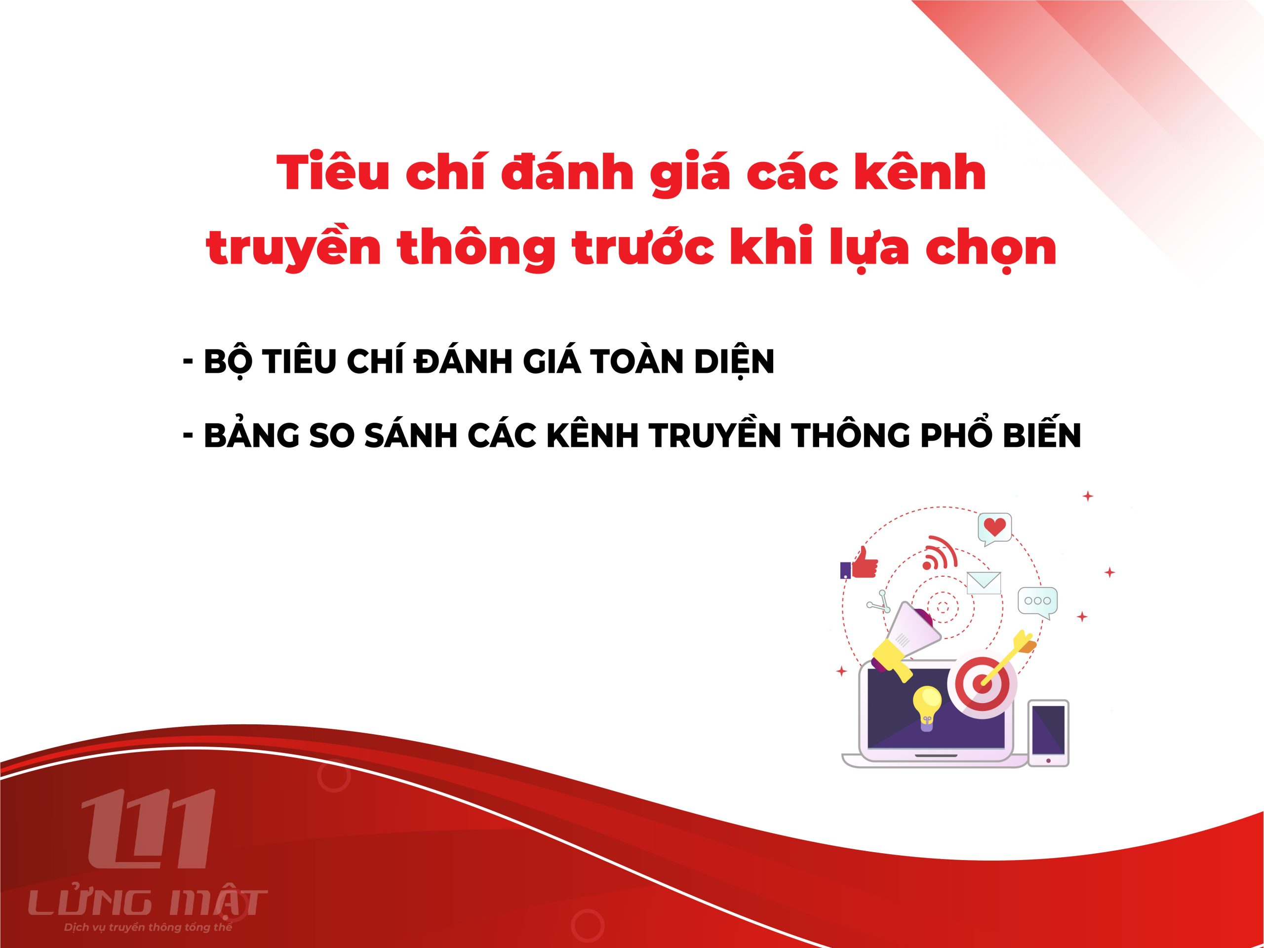 Tiêu chí đánh giá các kênh truyền thông trước khi lựa chọn Tiêu chí đánh giá các kênh truyền thông trước khi lựa chọn