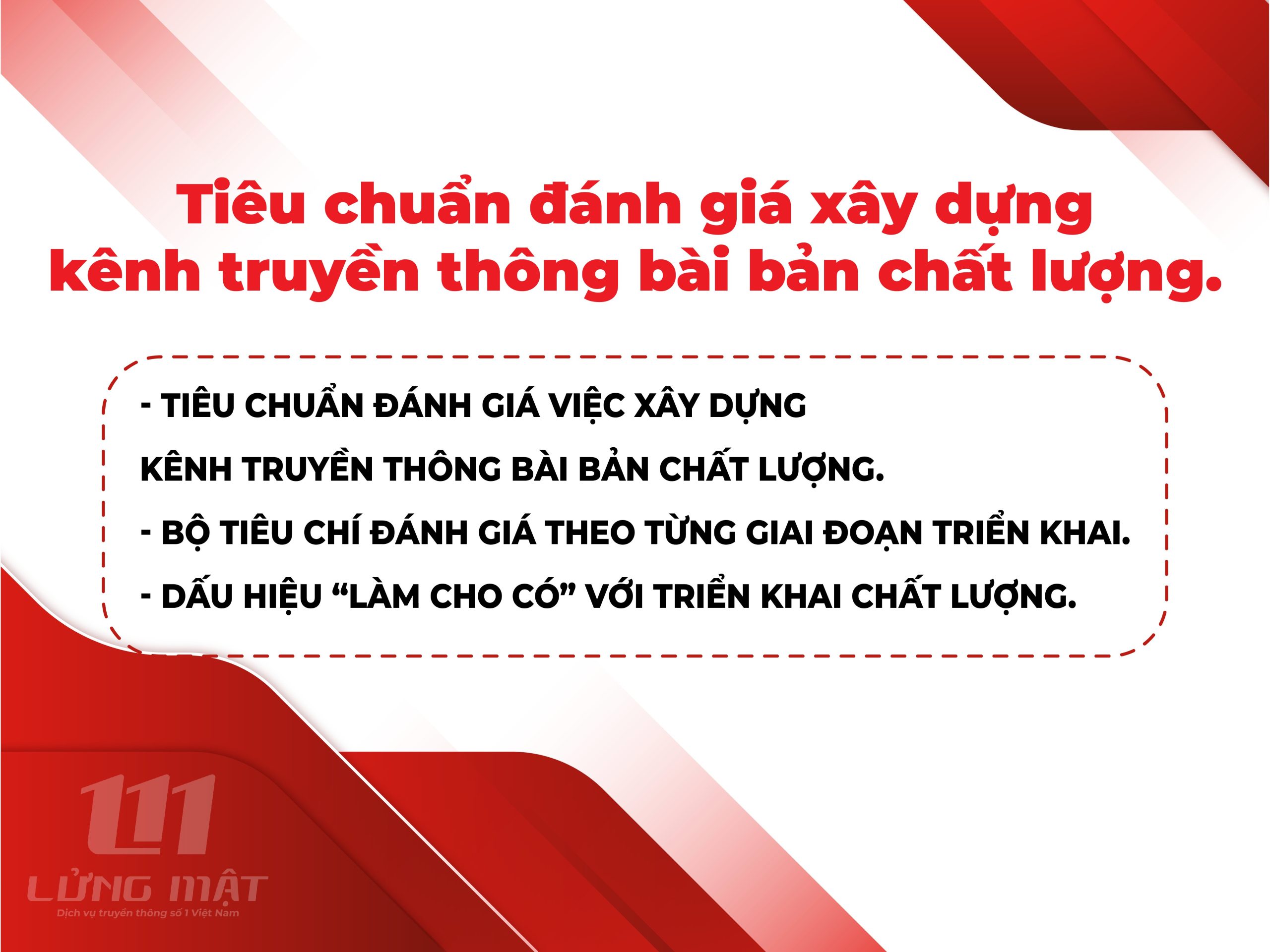 Tiêu chuẩn đánh giá xây dựng kênh truyền thông bài bản chất lượng Tiêu chuẩn đánh giá xây dựng kênh truyền thông bài bản chất lượng